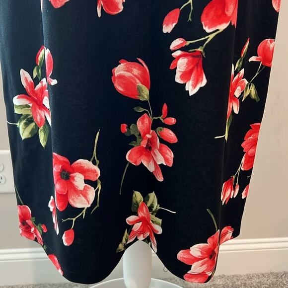 NWT $74 AGB Plus Size 16 Essential Sheath Black Red Floral Dress Career Midi - Picture 4 of 16